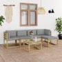 6-piece garden furniture set with impregnated wood cushions by vidaXL, Garden sets - Ref: Foro24-3064978, Price: 353,56 €, Di...