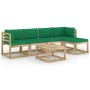 6-piece garden furniture set with cushions, impregnated wood by vidaXL, Garden sets - Ref: Foro24-3065098, Price: 293,16 €, D...