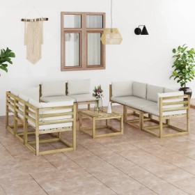 9-piece garden furniture set with impregnated wood cushions by vidaXL, Garden sets - Ref: Foro24-3065016, Price: 643,99 €, Di...