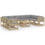 10-piece garden furniture set with cushions, impregnated wood by vidaXL, Garden sets - Ref: Foro24-3064984, Price: 625,79 €, ...