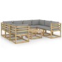 9-piece garden furniture set with impregnated wood cushions by vidaXL, Garden sets - Ref: Foro24-3064982, Price: 604,50 €, Di...