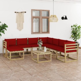 9-piece garden furniture set with impregnated wood cushions by vidaXL, Garden sets - Ref: Foro24-3065227, Price: 500,99 €, Di...