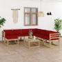 9-piece garden furniture set with impregnated wood cushions by vidaXL, Garden sets - Ref: Foro24-3065227, Price: 500,61 €, Di...