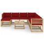 9-piece garden furniture set with impregnated wood cushions by vidaXL, Garden sets - Ref: Foro24-3065227, Price: 500,61 €, Di...