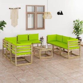 9-piece garden furniture set with impregnated wood cushions by vidaXL, Garden sets - Ref: Foro24-3065286, Price: 492,99 €, Di...