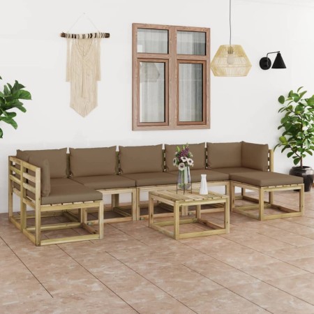 Set de muebles de jardín 8 piezas con cojines madera impregnada de vidaXL, Conjuntos de jardín - Ref: Foro24-3065193, Precio:...