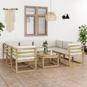 9-teiliges Gartenmöbel-Set mit imprägnierten Holzkissen von vidaXL, Gartensets - Ref: Foro24-3065012, Preis: 643,99 €, Rabatt: %