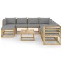 9-piece garden furniture set with impregnated wood cushions by vidaXL, Garden sets - Ref: Foro24-3064987, Price: 592,99 €, Di...