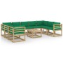 10-teiliges Gartenmöbel-Set mit imprägnierten Holzkissen von vidaXL, Gartensets - Ref: Foro24-3065104, Preis: 541,48 €, Rabat...