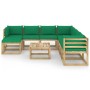 9-teiliges Gartenmöbel-Set mit imprägnierten Holzkissen von vidaXL, Gartensets - Ref: Foro24-3065107, Preis: 497,14 €, Rabatt: %