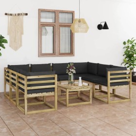 9-teiliges Gartenmöbel-Set mit imprägnierten Holzkissen von vidaXL, Gartensets - Ref: Foro24-3065162, Preis: 573,99 €, Rabatt: %