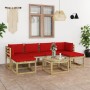 7-piece garden furniture set with impregnated wood cushions by vidaXL, Garden sets - Ref: Foro24-3065130, Price: 446,99 €, Di...