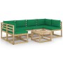 7-piece garden furniture set with impregnated wood cushions by vidaXL, Garden sets - Ref: Foro24-3065101, Price: 382,86 €, Di...