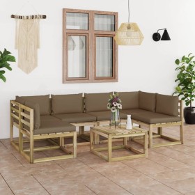 7-piece garden furniture set with impregnated wood cushions by vidaXL, Garden sets - Ref: Foro24-3065191, Price: 479,99 €, Di...