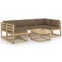 Set de muebles de jardín 7 piezas con cojines madera impregnada de vidaXL, Conjuntos de jardín - Ref: Foro24-3065191, Precio:...