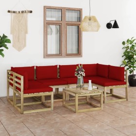 7-piece garden furniture set with impregnated wood cushions by vidaXL, Garden sets - Ref: Foro24-3065221, Price: 396,99 €, Di...