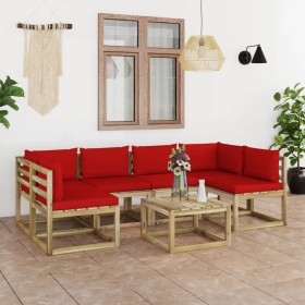 7-piece garden furniture set with impregnated wood cushions by vidaXL, Garden sets - Ref: Foro24-3065131, Price: 423,99 €, Di...