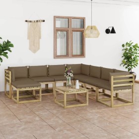 9-teiliges Gartenmöbel-Set mit imprägnierten Holzkissen von vidaXL, Gartensets - Ref: Foro24-3065197, Preis: 592,34 €, Rabatt: %