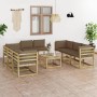 9-teiliges Gartenmöbel-Set mit imprägnierten Holzkissen von vidaXL, Gartensets - Ref: Foro24-3065196, Preis: 604,50 €, Rabatt: %