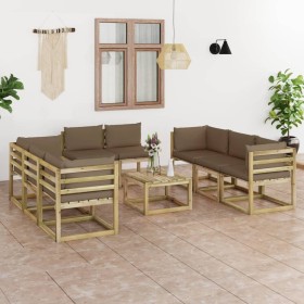 9-piece garden furniture set with impregnated wood cushions by vidaXL, Garden sets - Ref: Foro24-3065196, Price: 604,99 €, Di...