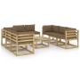 9-piece garden furniture set with impregnated wood cushions by vidaXL, Garden sets - Ref: Foro24-3065196, Price: 604,50 €, Di...