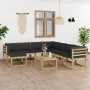 9-teiliges Gartenmöbel-Set mit imprägnierten Holzkissen von vidaXL, Gartensets - Ref: Foro24-3065167, Preis: 605,36 €, Rabatt: %