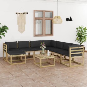 Set de muebles de jardín 9 piezas con cojines madera impregnada de vidaXL, Conjuntos de jardín - Ref: Foro24-3065167, Precio:...