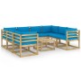 9-teiliges Gartenmöbel-Set mit imprägnierten Holzkissen von vidaXL, Gartensets - Ref: Foro24-3065072, Preis: 550,45 €, Rabatt: %