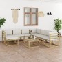 9-piece garden furniture set with impregnated wood cushions by vidaXL, Garden sets - Ref: Foro24-3065017, Price: 622,82 €, Di...