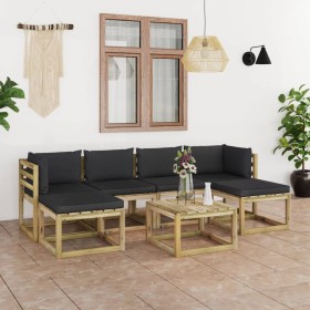 7-piece garden furniture set with impregnated wood cushions by vidaXL, Garden sets - Ref: Foro24-3065160, Price: 464,99 €, Di...