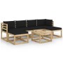 7-piece garden furniture set with impregnated wood cushions by vidaXL, Garden sets - Ref: Foro24-3065160, Price: 464,20 €, Di...