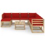 Set de muebles de jardín 9 piezas con cojines madera impregnada de vidaXL, Conjuntos de jardín - Ref: Foro24-3065137, Precio:...