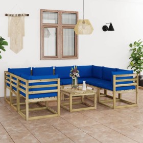 9-piece garden furniture set with impregnated wood cushions by vidaXL, Garden sets - Ref: Foro24-3065252, Price: 492,99 €, Di...