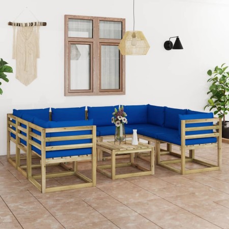 9-piece garden furniture set with impregnated wood cushions by vidaXL, Garden sets - Ref: Foro24-3065252, Price: 476,28 €, Di...