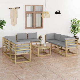 Set de muebles de jardín 9 piezas con cojines madera impregnada de vidaXL, Conjuntos de jardín - Ref: Foro24-3064986, Precio:...