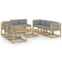 9-piece garden furniture set with impregnated wood cushions by vidaXL, Garden sets - Ref: Foro24-3064986, Price: 604,99 €, Di...