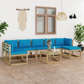 8-piece garden furniture set with impregnated wood cushions by vidaXL, Garden sets - Ref: Foro24-3065073, Price: 511,50 €, Di...