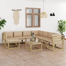 9-teiliges Gartenmöbel-Set mit imprägnierten Holzkissen von vidaXL, Gartensets - Ref: Foro24-3065047, Preis: 610,99 €, Rabatt: %