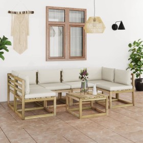 7-piece garden furniture set with impregnated wood cushions by vidaXL, Garden sets - Ref: Foro24-3065011, Price: 516,99 €, Di...