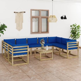 10-piece garden furniture set with impregnated wood cushions by vidaXL, Garden sets - Ref: Foro24-3065254, Price: 588,16 €, D...