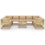 10-piece garden furniture set with impregnated wood cushions by vidaXL, Garden sets - Ref: Foro24-3065044, Price: 687,99 €, D...