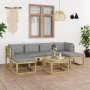 7-piece garden furniture set with impregnated wood cushions by vidaXL, Garden sets - Ref: Foro24-3064980, Price: 464,16 €, Di...