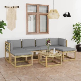 7-piece garden furniture set with impregnated wood cushions by vidaXL, Garden sets - Ref: Foro24-3064980, Price: 464,99 €, Di...