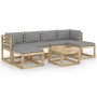 7-piece garden furniture set with impregnated wood cushions by vidaXL, Garden sets - Ref: Foro24-3064980, Price: 464,16 €, Di...