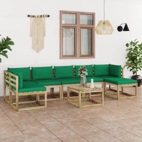 8-piece garden furniture set with impregnated wood cushions by vidaXL, Garden sets - Ref: Foro24-3065103, Price: 431,99 €, Di...