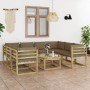 9-piece garden furniture set with impregnated wood cushions by vidaXL, Garden sets - Ref: Foro24-3065192, Price: 604,50 €, Di...