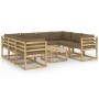 9-piece garden furniture set with impregnated wood cushions by vidaXL, Garden sets - Ref: Foro24-3065192, Price: 604,50 €, Di...