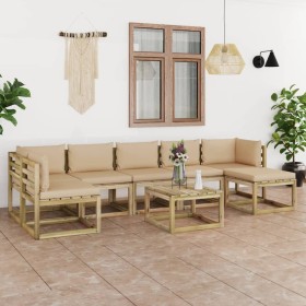 Set de muebles de jardín 8 piezas con cojines madera impregnada de vidaXL, Conjuntos de jardín - Ref: Foro24-3065043, Precio:...