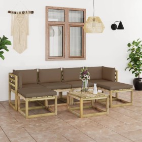 7-teiliges Gartenmöbel-Set mit imprägnierten Holzkissen von vidaXL, Gartensets - Ref: Foro24-3065190, Preis: 464,99 €, Rabatt: %