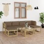 7-teiliges Gartenmöbel-Set mit imprägnierten Holzkissen von vidaXL, Gartensets - Ref: Foro24-3065190, Preis: 464,16 €, Rabatt: %